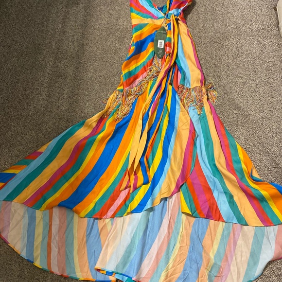 NWT farm rio striped scarf wrap maxi dress in rainbow XS - Picture 9 of 12